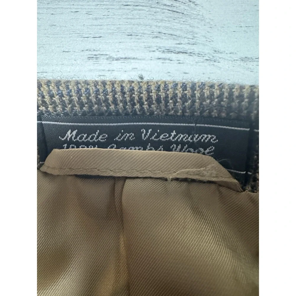 Saddlebred 100% Lambswool Blazer Sport Coat Jacket Houndstooth Academia Men‎ 46L